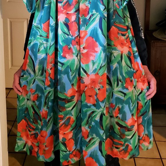 INC INTERNATIONAL CONCEPTS HAWAIIAN TROPICAL PRINT CHIFFON BOHO MAXI DRESS 6 - Picture 13 of 15